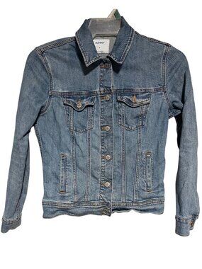 Old Navy Classic Womens Denim Trucker Jacket Size S Blue Medium Wash